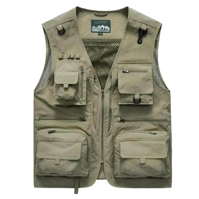 Men Outdoor Multi-Pocket  Photography Fishing Waistcoat Vest Jacket