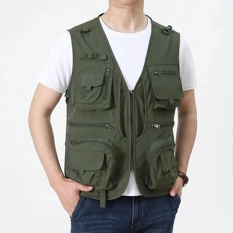 Men Outdoor Multi-Pocket  Photography Fishing Waistcoat Vest Jacket