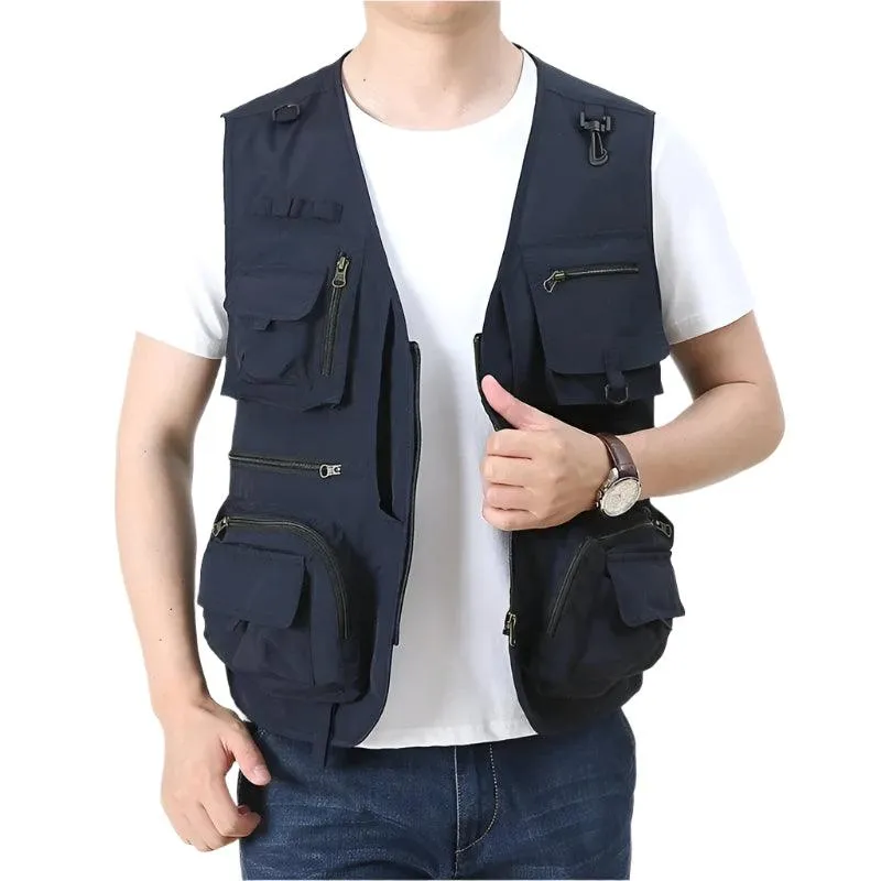 Men Outdoor Multi-Pocket  Photography Fishing Waistcoat Vest Jacket