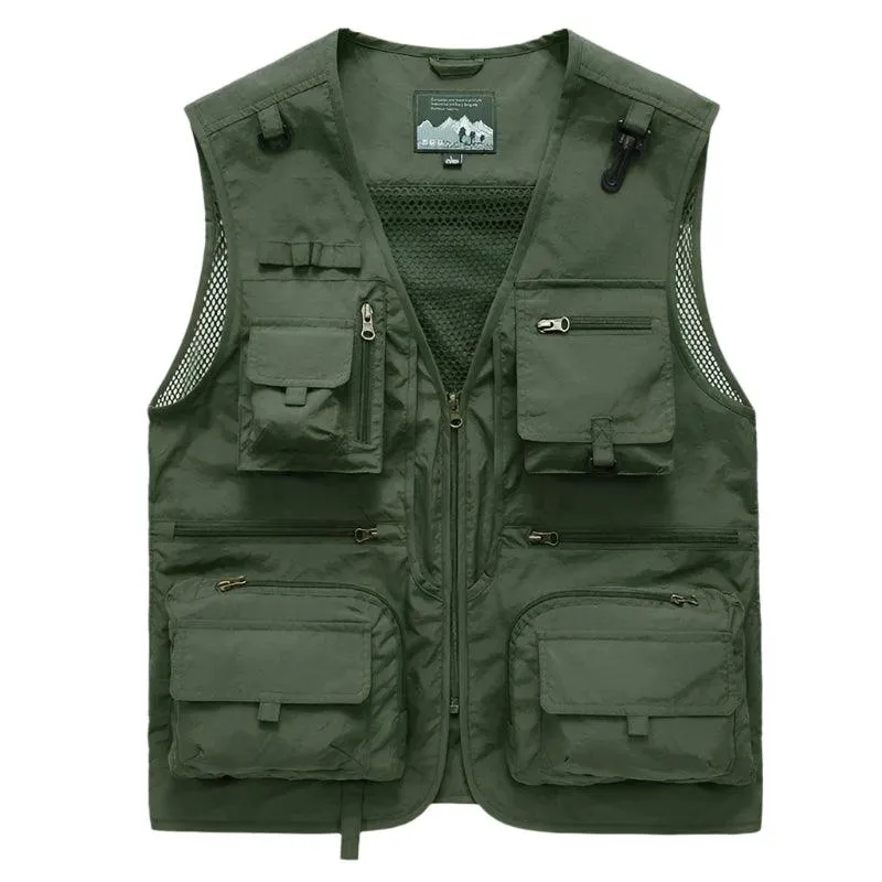 Men Outdoor Multi-Pocket  Photography Fishing Waistcoat Vest Jacket