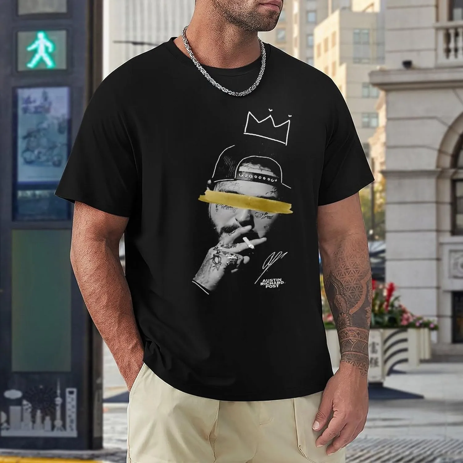 Men Short Sleeve Crewneck T-Shirts Novelty Graphic Tee Shirt Tops