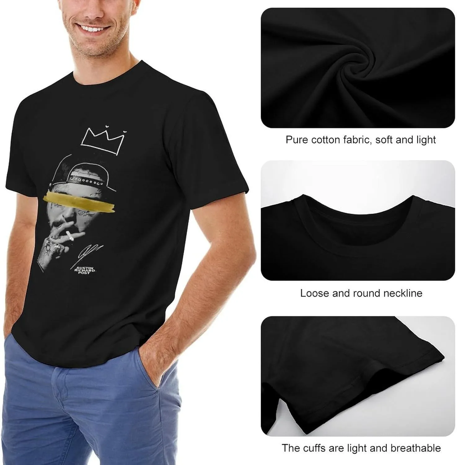 Men Short Sleeve Crewneck T-Shirts Novelty Graphic Tee Shirt Tops