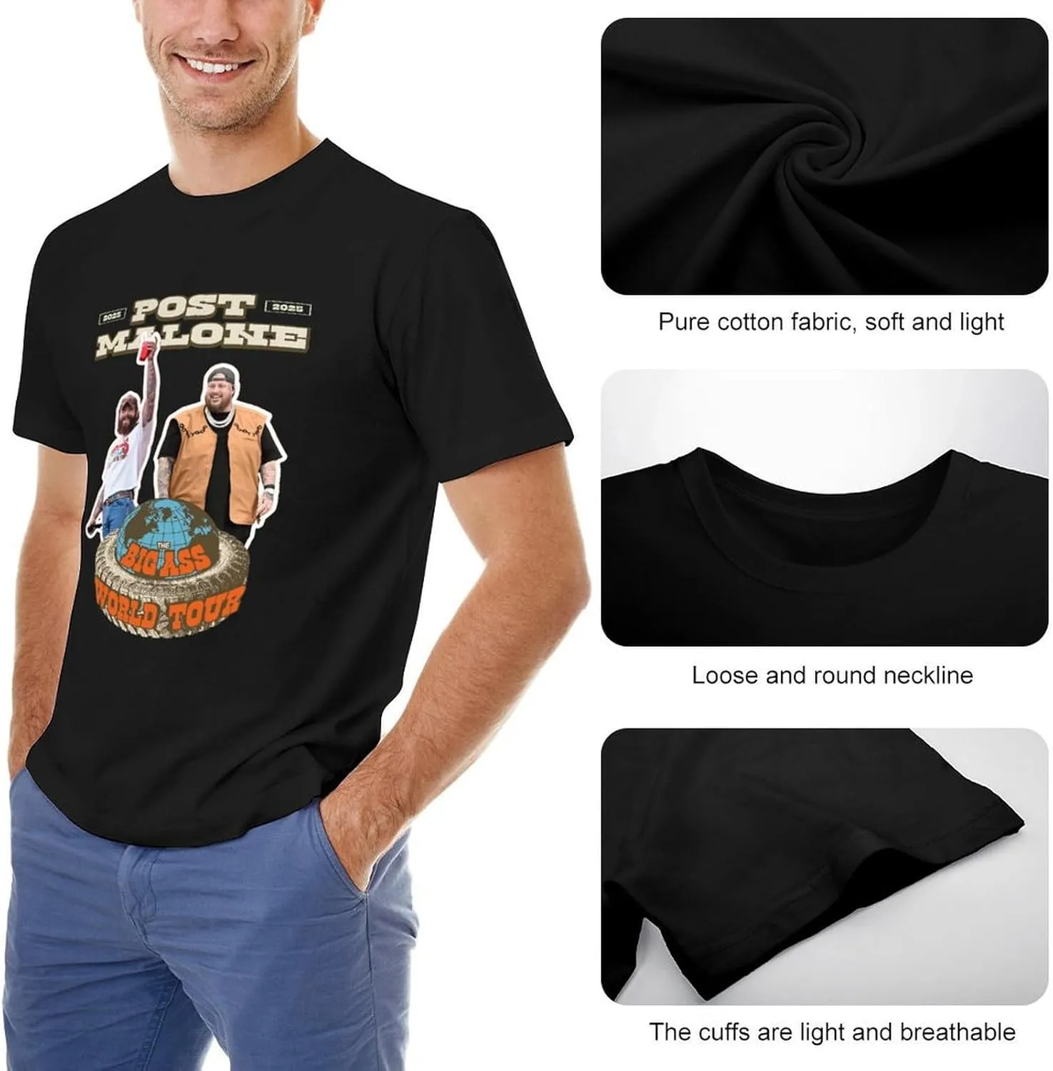 Men Short Sleeve Crewneck T-Shirts Novelty Graphic Tee Shirt Tops
