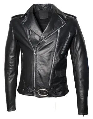 Men Washed Vintage Motorcycle Leather Jacket