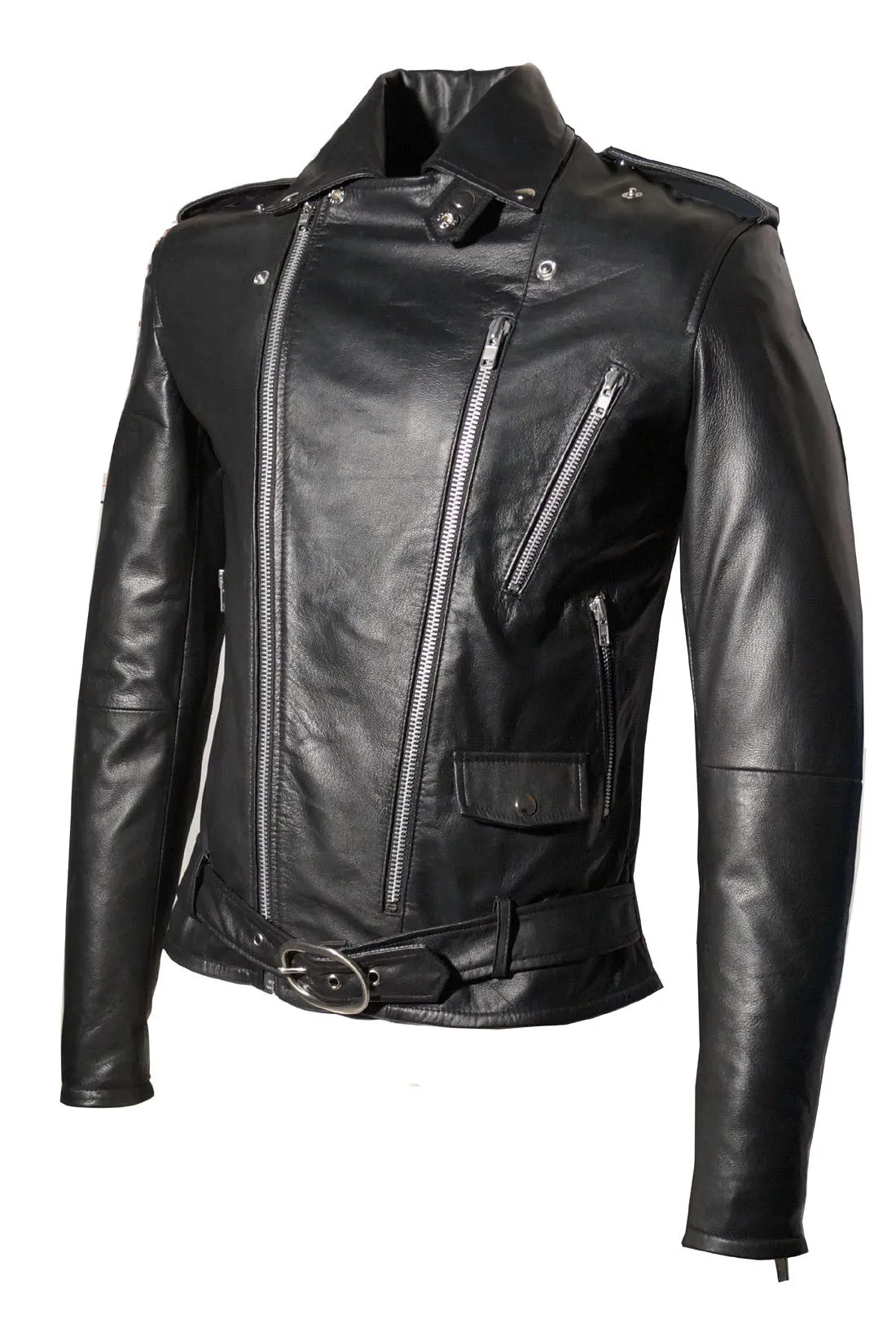 Men Washed Vintage Motorcycle Leather Jacket
