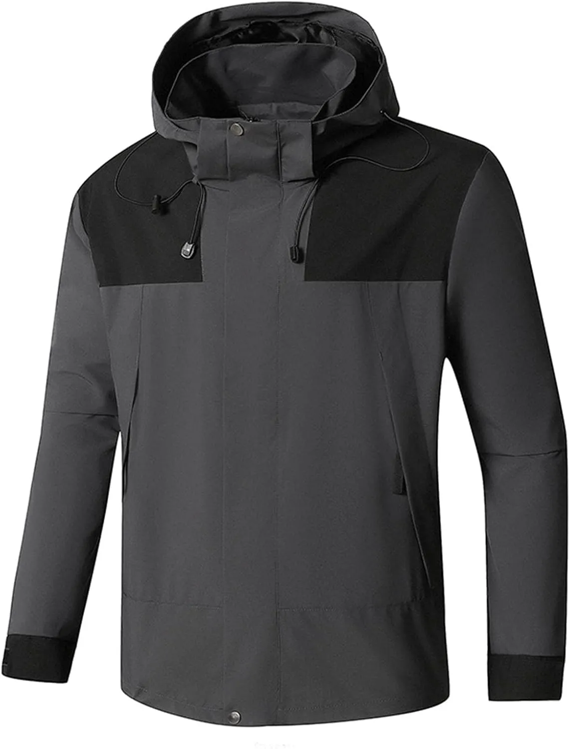 Men Waterproof Rain Jackets Lightweight Windbreaker with Hood Rain Coat Suit Color Block Raincoats for Outdoor Hiking