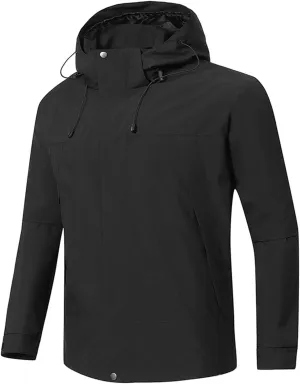 Men Waterproof Rain Jackets Lightweight Windbreaker with Hood Rain Coat Suit Color Block Raincoats for Outdoor Hiking