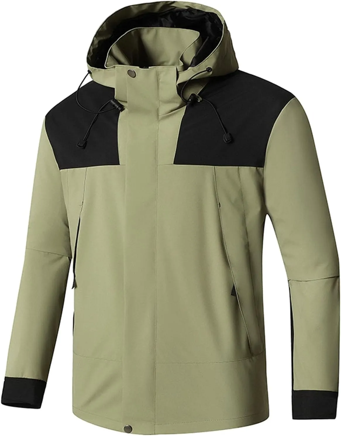 Men Waterproof Rain Jackets Lightweight Windbreaker with Hood Rain Coat Suit Color Block Raincoats for Outdoor Hiking