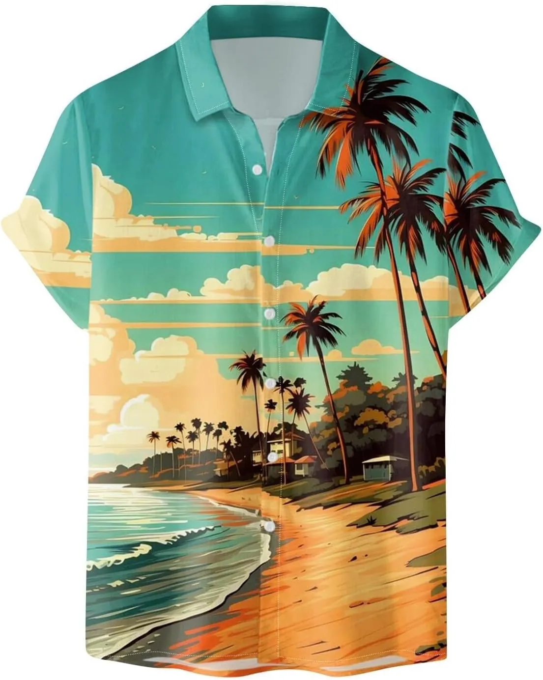 Mens 2024 Hawaiian Tropical Shirts Short Sleeve Casual Button Down Floral Summer Beach Shirts Holiday Floral Shirts