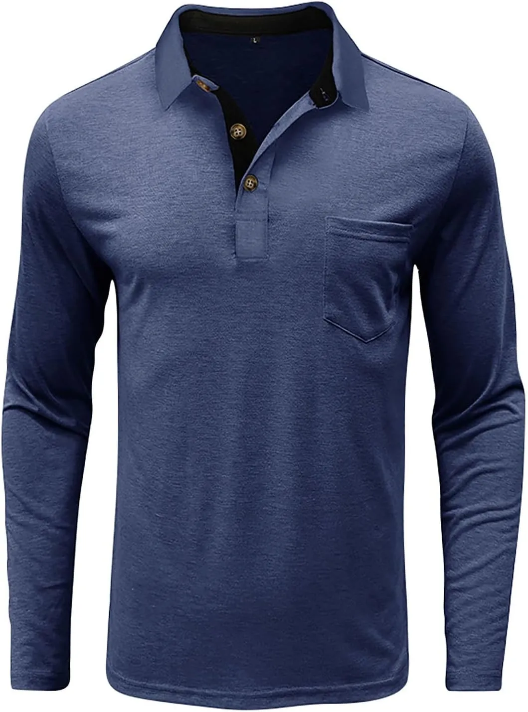 Men's 2025 Classic Fit Casual Short Sleeve Vintage Dual Tipped Collar Button Down Polo Shirt with Pocket