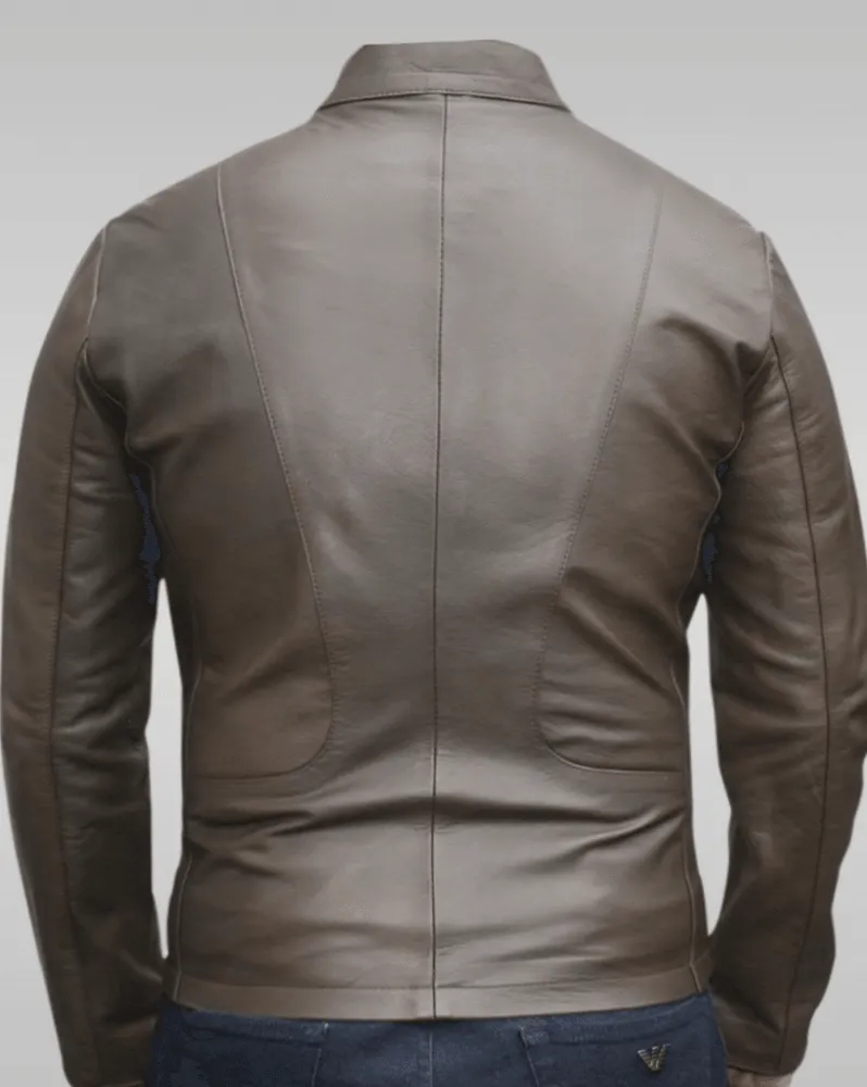 Mens 70s Style Brown Vintage Biker Leather Jacket