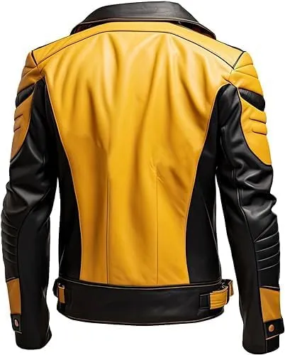 Men's Biker Multi Color Leather Jacket, Leather Biker Jacket for Men, Faux Leather Biker Bomber Jacket