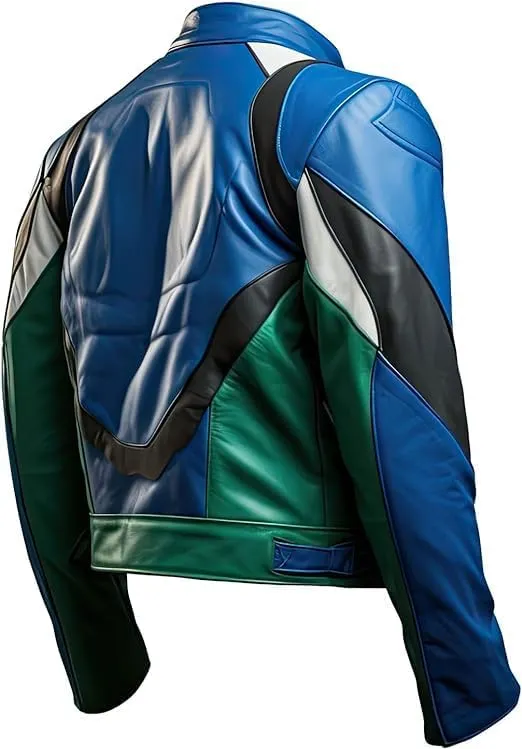 Men's Biker Multi Color Leather Jacket, Leather Biker Jacket for Men, Faux Leather Biker Bomber Jacket