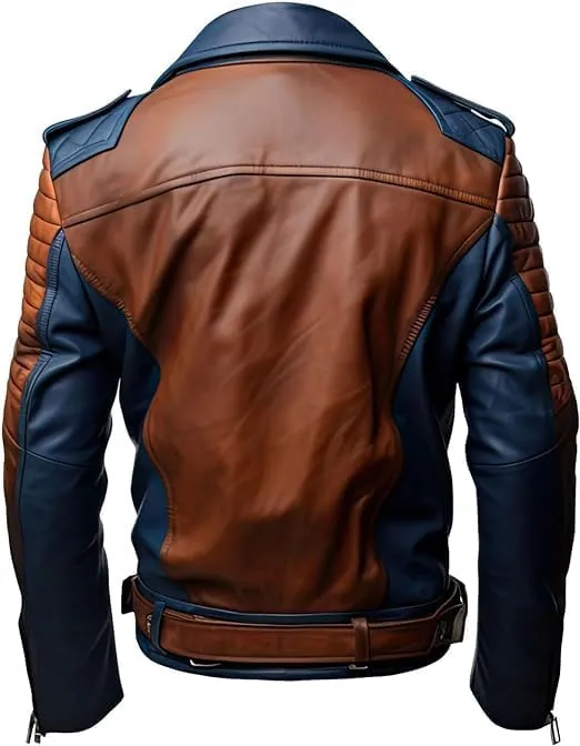 Men's Biker Multi Color Leather Jacket, Leather Biker Jacket for Men, Faux Leather Biker Bomber Jacket