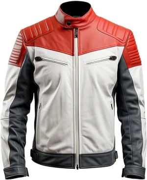 Men's Biker Multi Color Leather Jacket, Leather Biker Jacket for Men, Faux Leather Biker Bomber Jacket