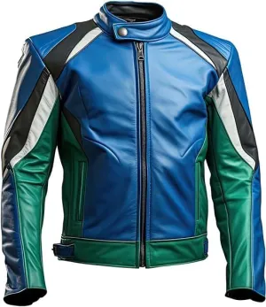 Men's Biker Multi Color Leather Jacket, Leather Biker Jacket for Men, Faux Leather Biker Bomber Jacket