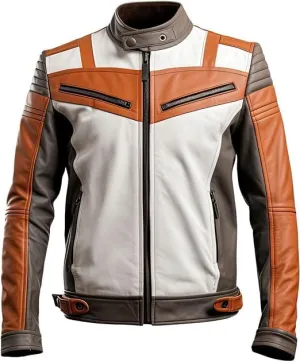 Men's Biker Multi Color Leather Jacket, Leather Biker Jacket for Men, Faux Leather Biker Bomber Jacket