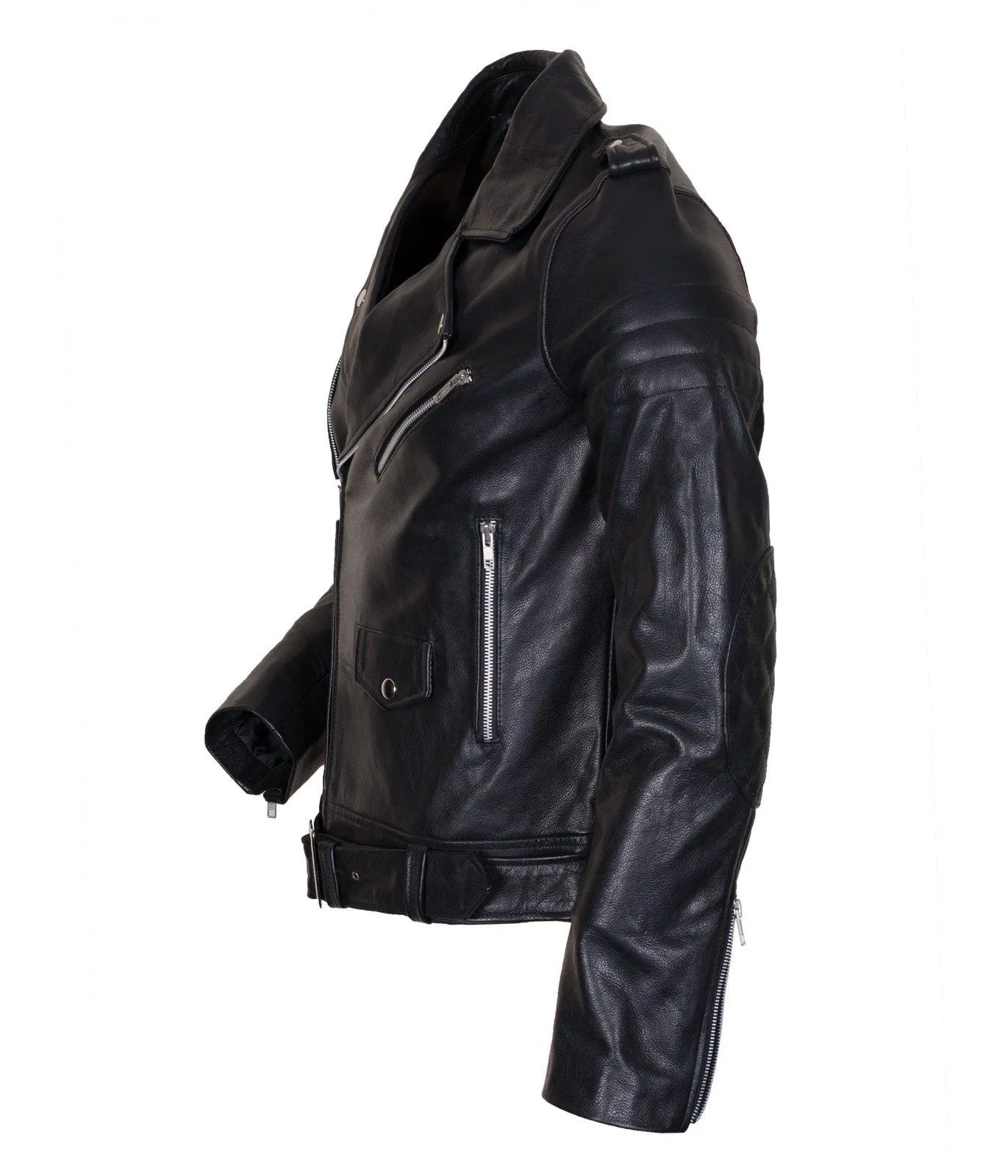 Men's Black Brando Leather Jacket in Faux