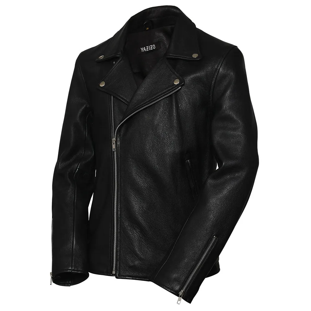 Mens Black Nifty Biker Leather Jacket