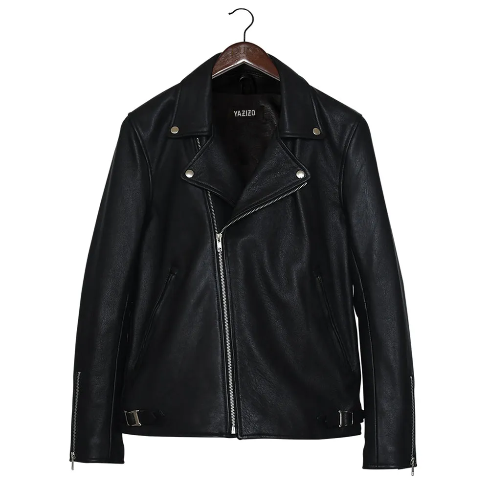 Mens Black Nifty Biker Leather Jacket