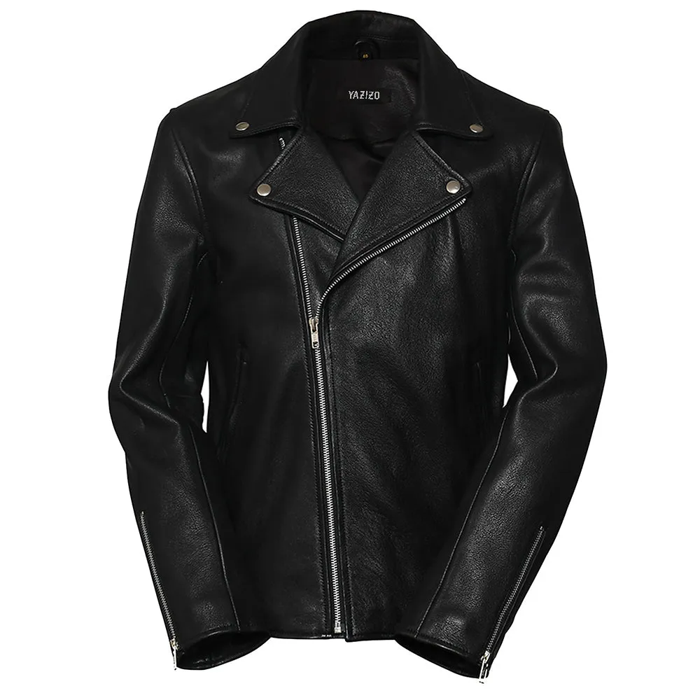 Mens Black Nifty Biker Leather Jacket