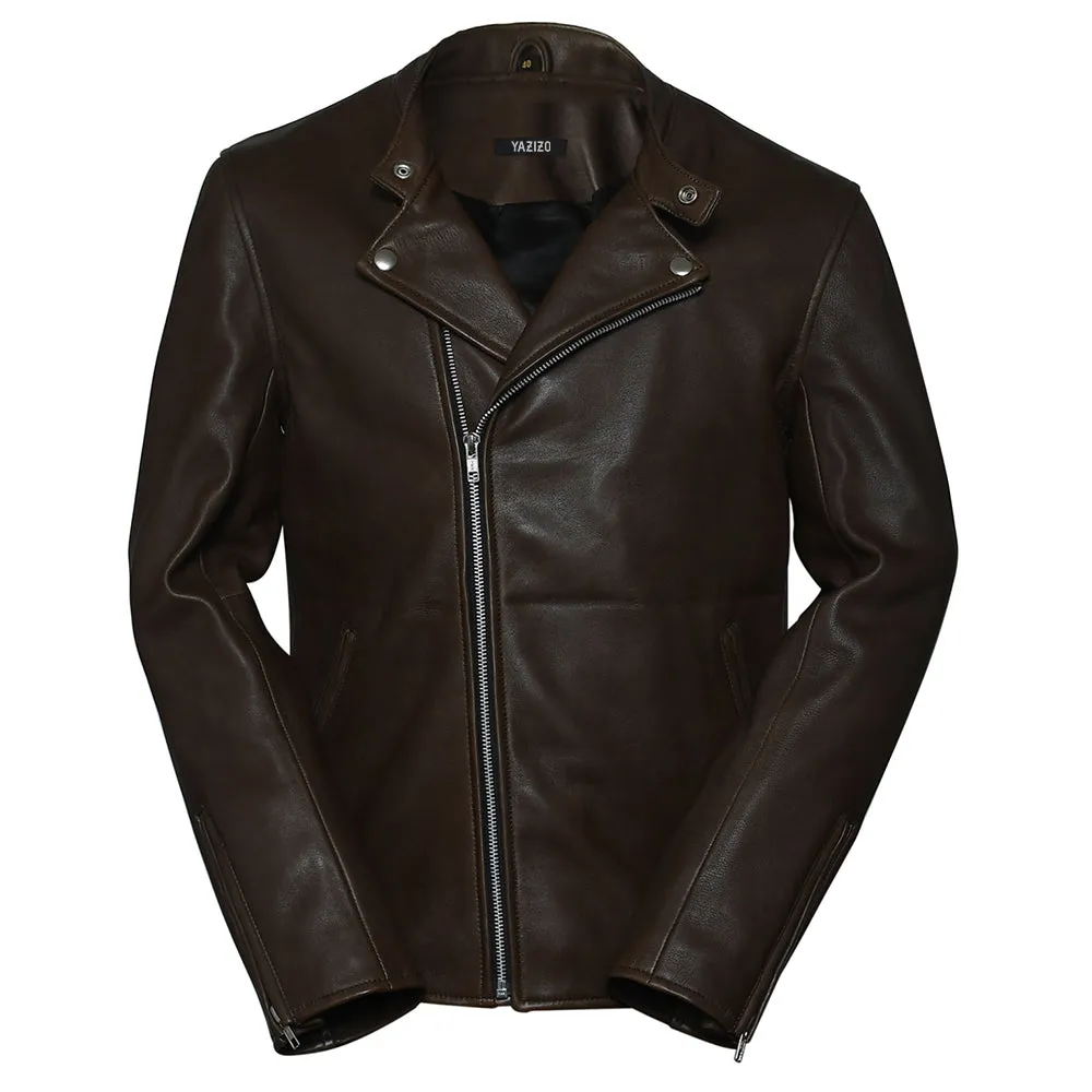 Mens Black Nifty Biker Leather Jacket