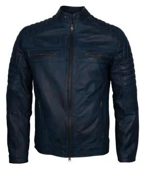 Men's Cafe Racer Grey Brown Maroon Blue Tan Biker Genuine Leather Motorcycle Jacket