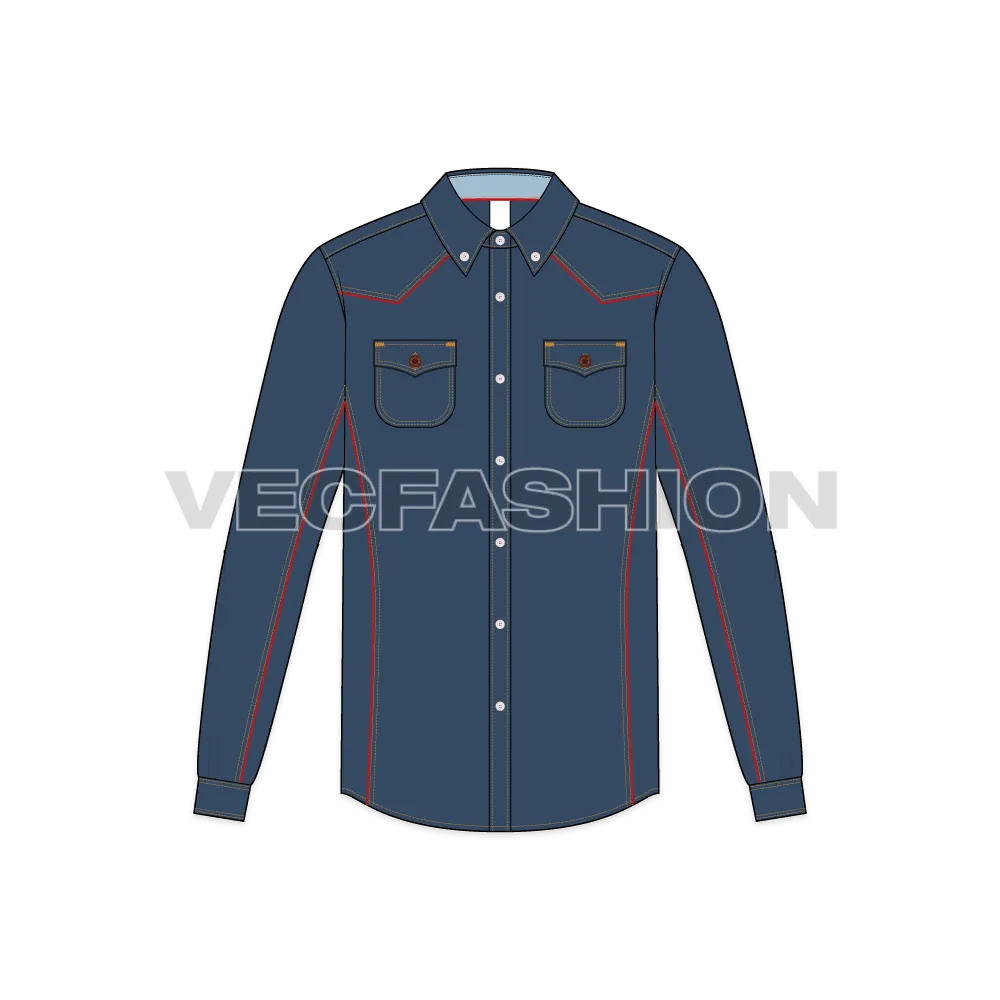Mens Cowboy Denim Shirt