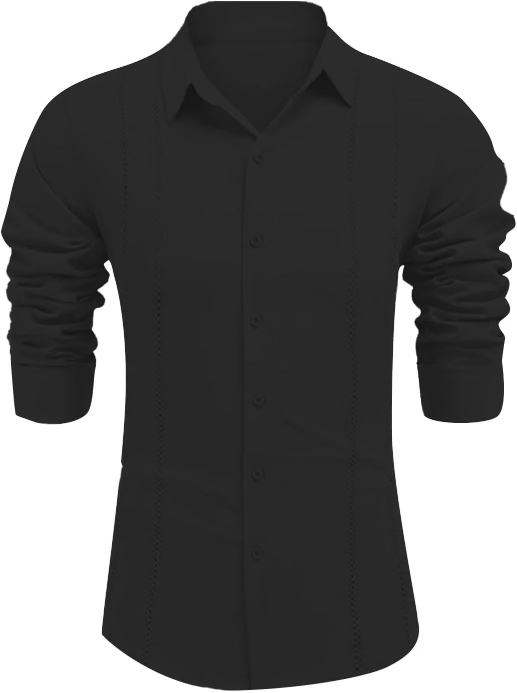 Men's Cuban Guayabera Shirt Casual Long Sleeve Button Down Shirts Lightweight Loose Summer Hawaiian Beach Vacation Top