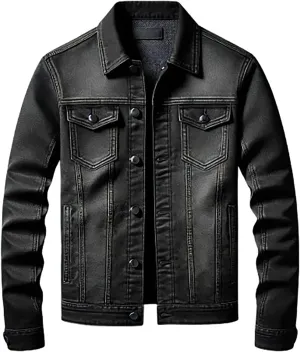 Mens Denim Jacket - Denim Trucker Jacket Black