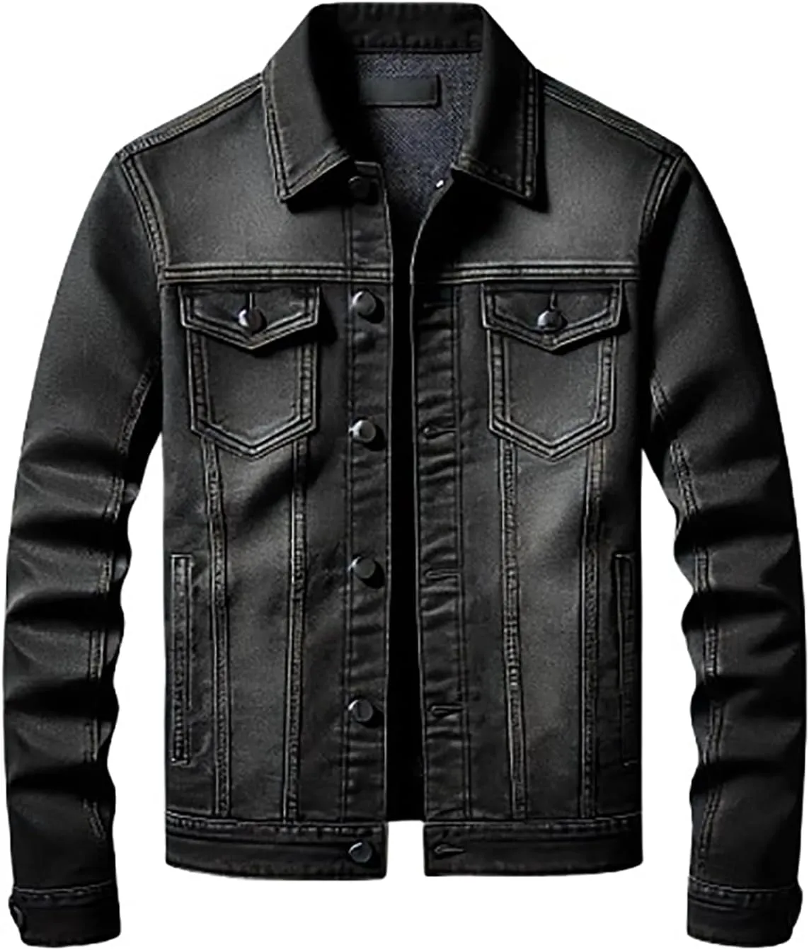 Mens Denim Jacket - Denim Trucker Jacket Black