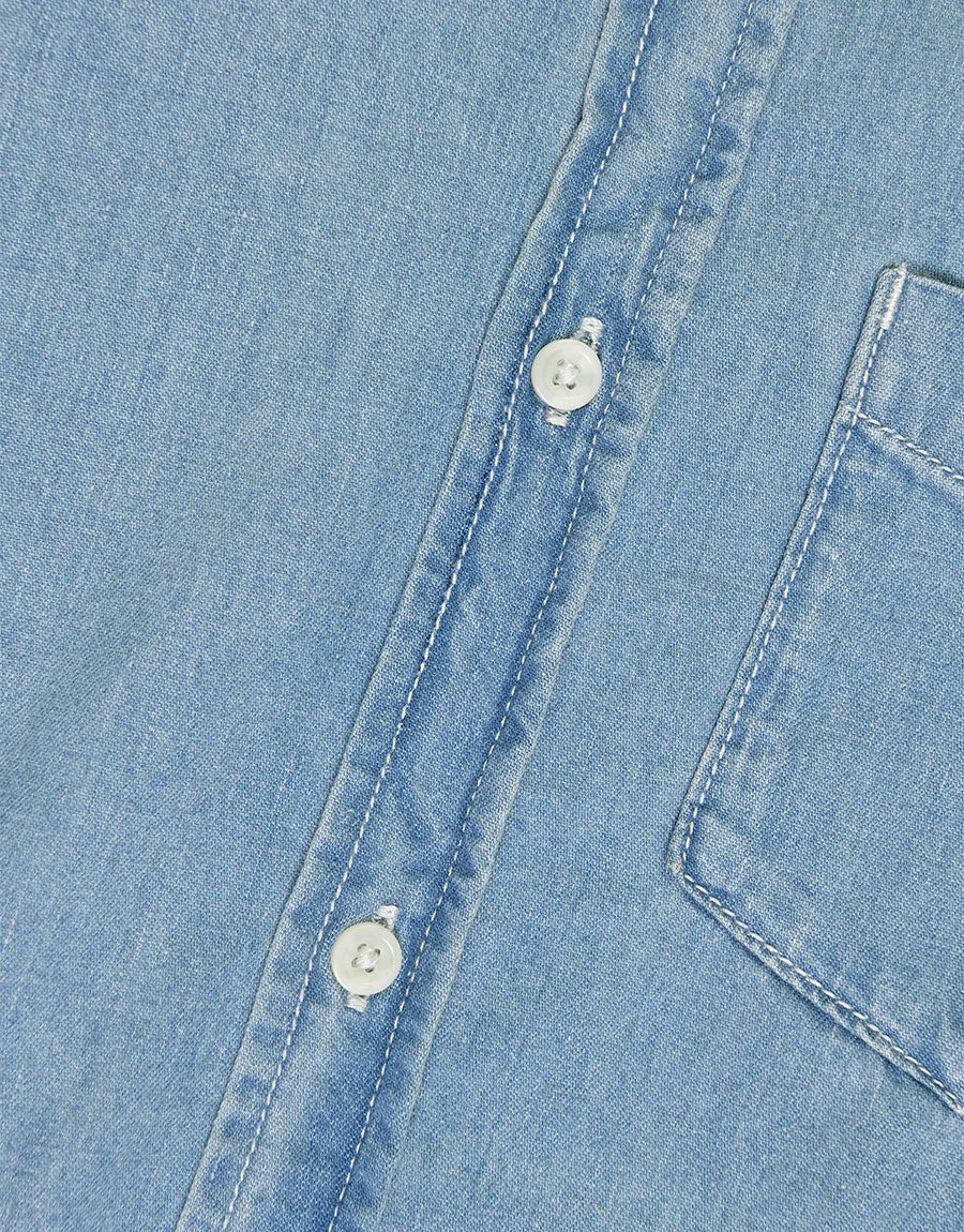 Men's Denim Seattle U.S.A Half Sleeve Shirt Light Wash