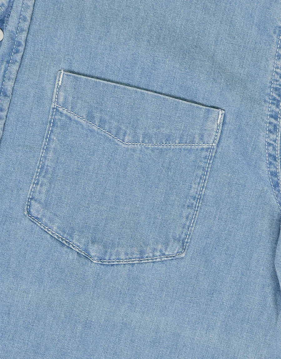 Men's Denim Seattle U.S.A Half Sleeve Shirt Light Wash