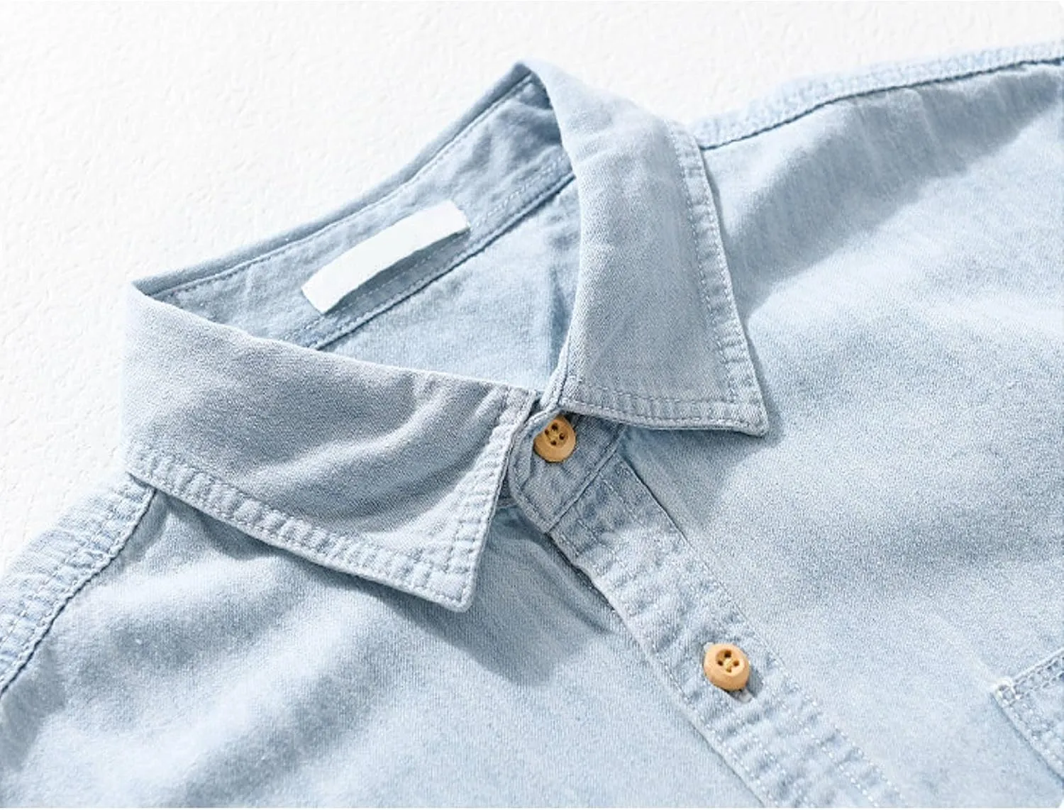 Men's Denim Shirts Lightweight Short Sleeve Button Down Shirts Casual Stylish Cotton Shirt with Pockets