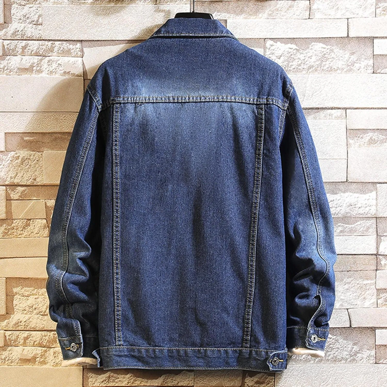 Men's Distressed Denim Jacket Casual Button Down Denim Jacket Vintage Spring Fall Cowboy Trucker Jean Coat
