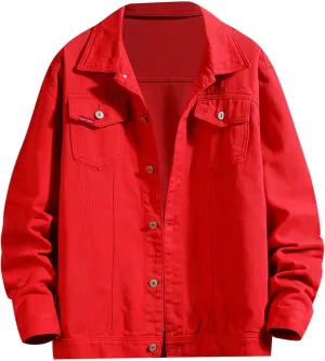 Men's Distressed Denim Jacket Casual Button Down Denim Jacket Vintage Spring Fall Cowboy Trucker Jean Coat