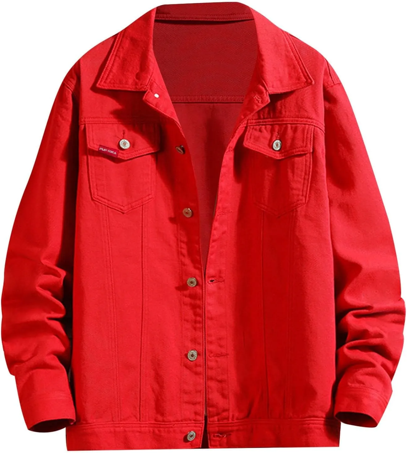 Men's Distressed Denim Jacket Casual Button Down Denim Jacket Vintage Spring Fall Cowboy Trucker Jean Coat