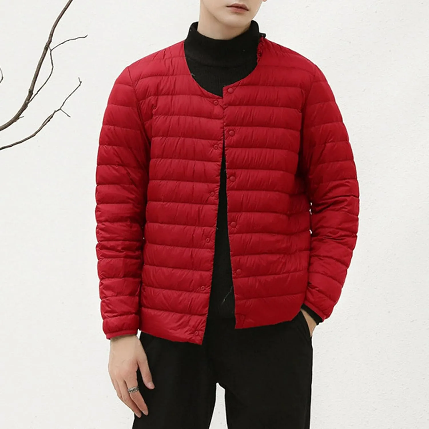 Men's Down Jacket Male Lightweight Puffer Winter Collarless Jacket Man Warm Inner Down Jacket Liner