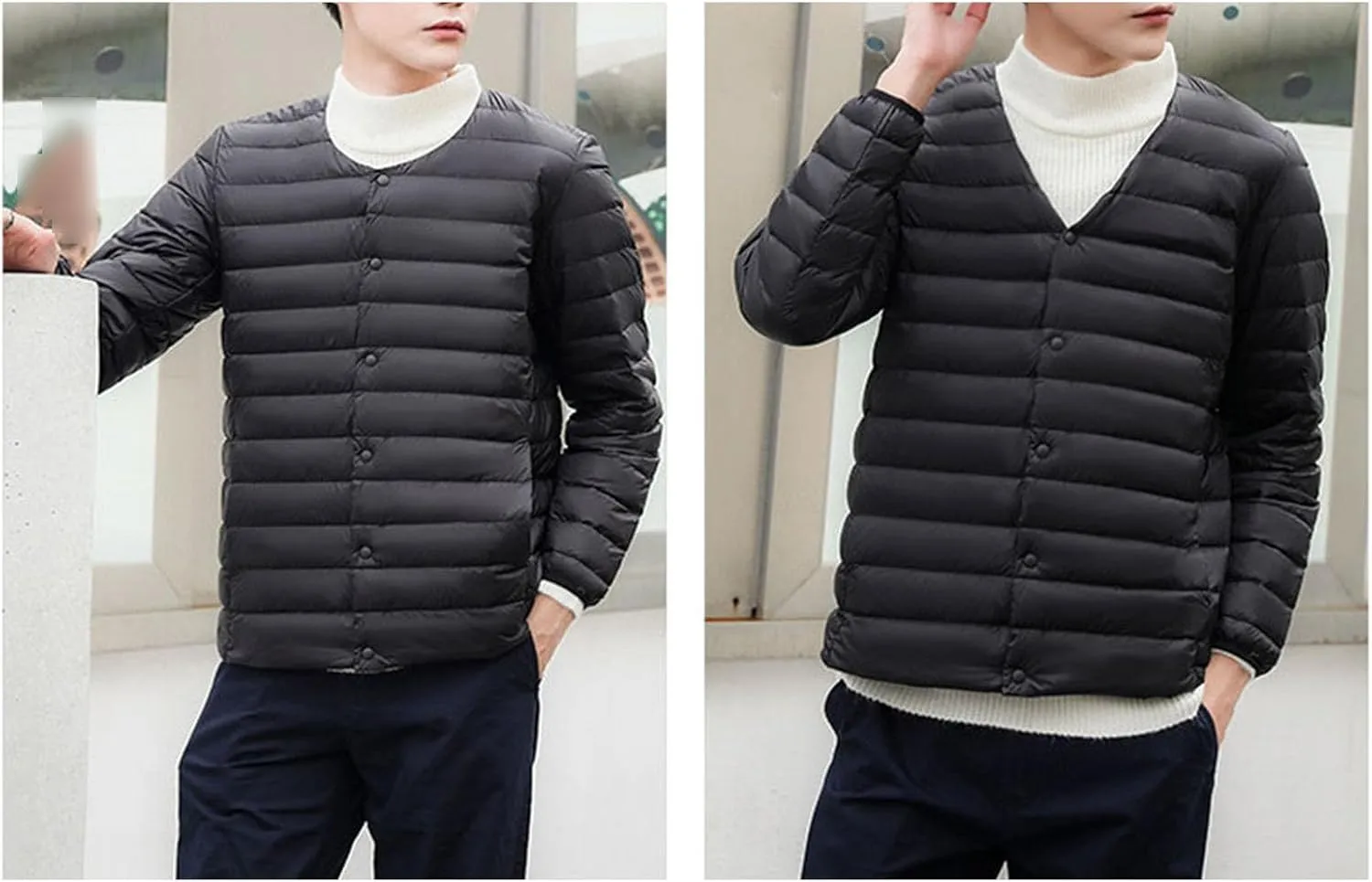Men's Down Jacket Male Lightweight Puffer Winter Collarless Jacket Man Warm Inner Down Jacket Liner