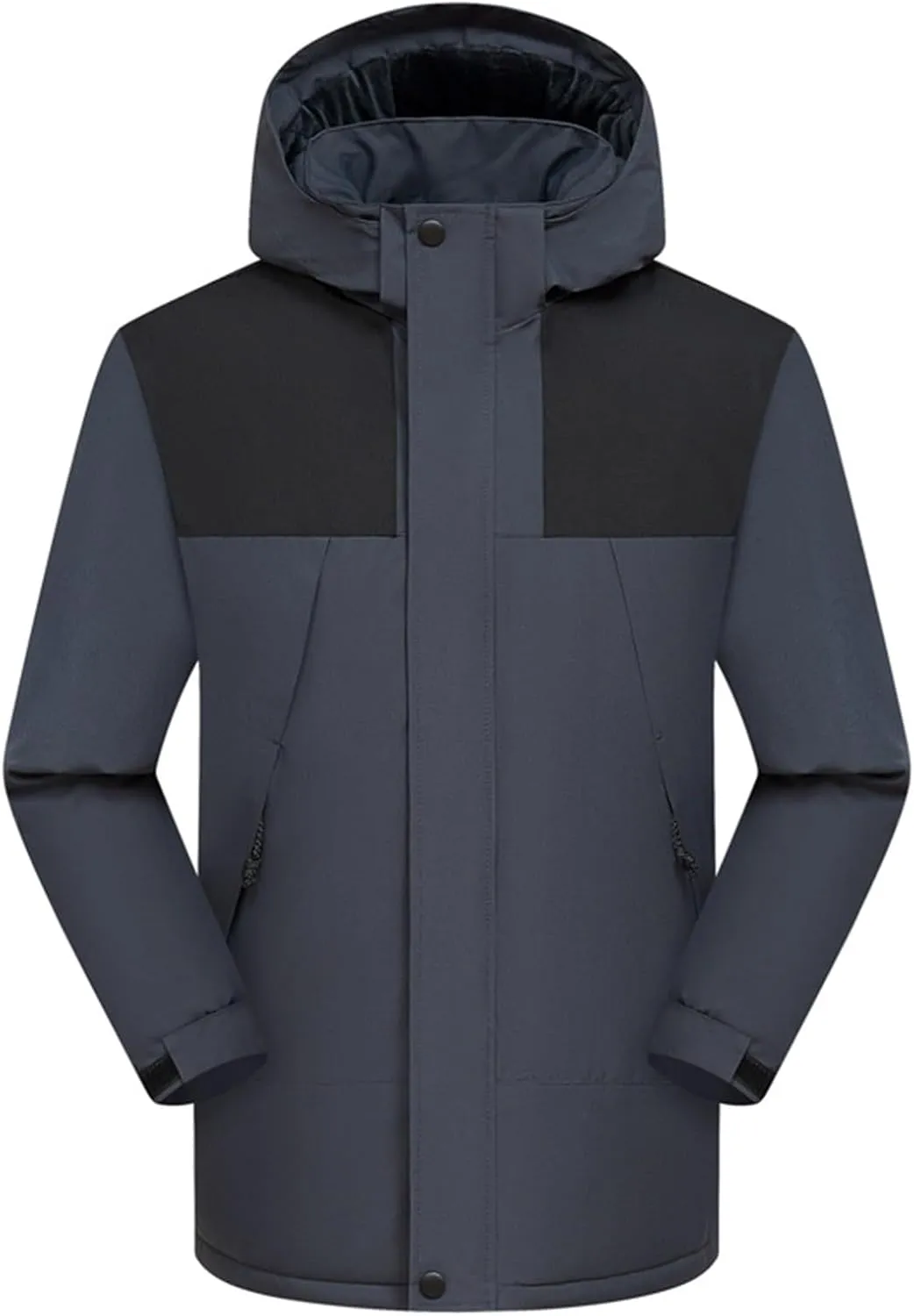 Men'S Down Jackets & Coats Zip Up With Hood Windbreaker Plain Men'S Jacket Thick Thermal Windproof Outwear