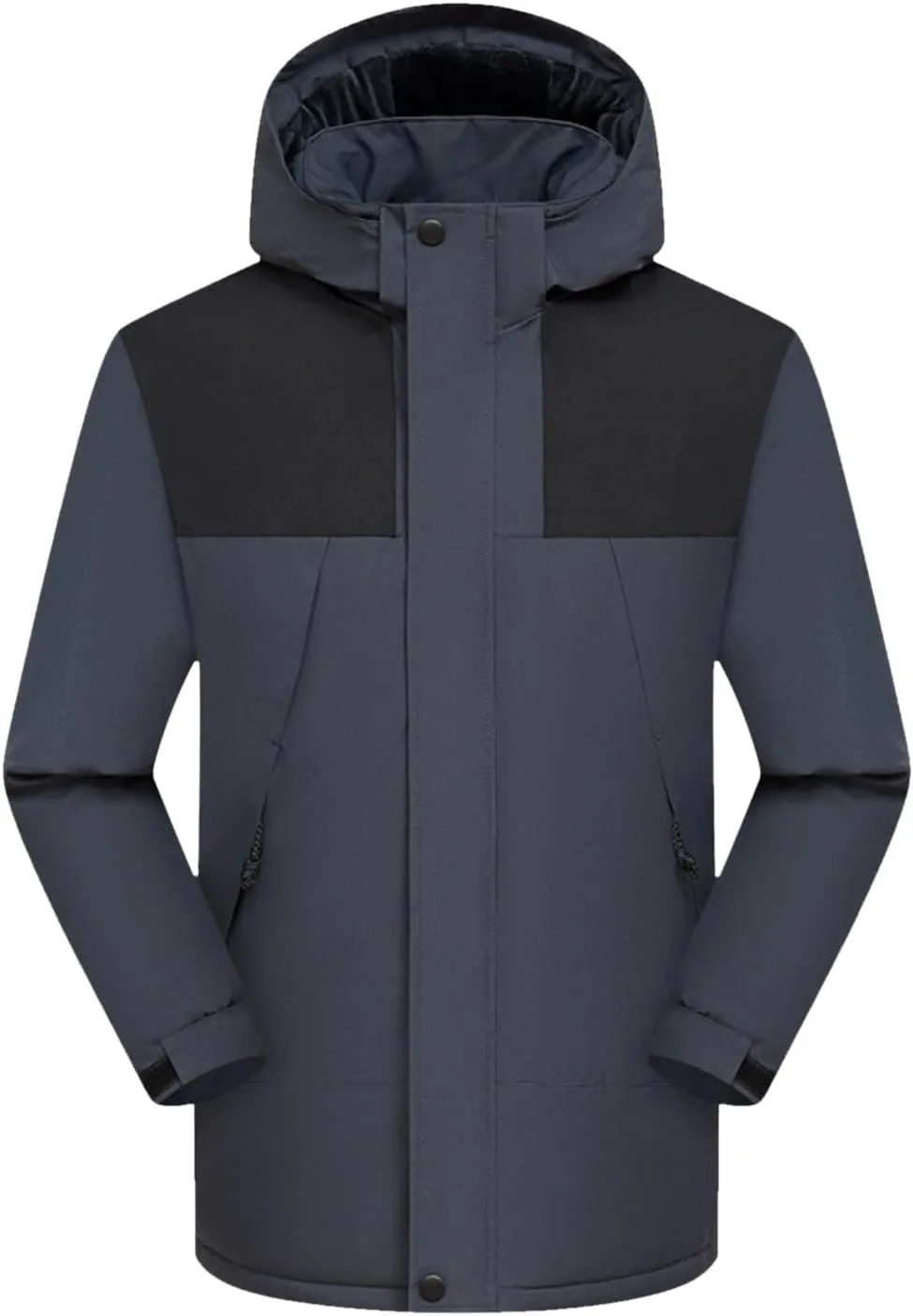 Men'S Down Jackets & Coats Zip Up With Hood Windbreaker Plain Men'S Jacket Thick Thermal Windproof Outwear