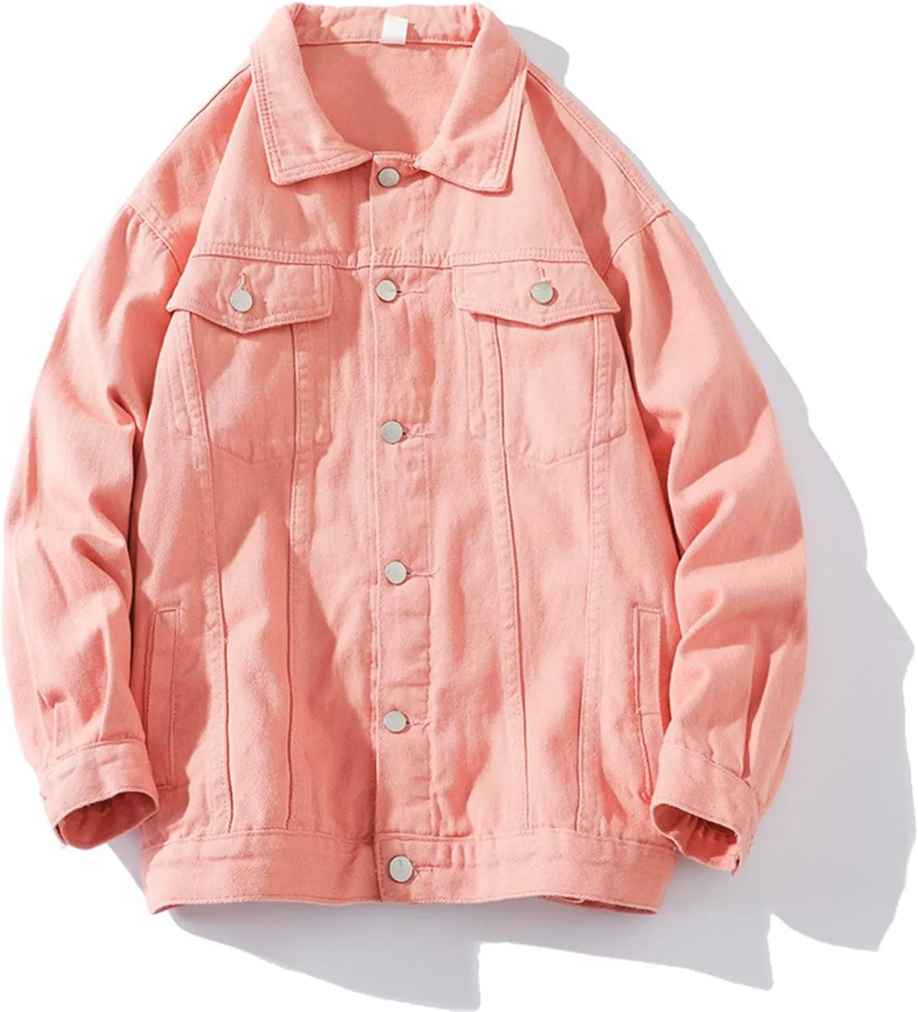 Mens Fashion Denim Jackets Casual Loose Fit Button Down Denim Trucker Jackets Long Sleeve Distressed Cowboys Jacket