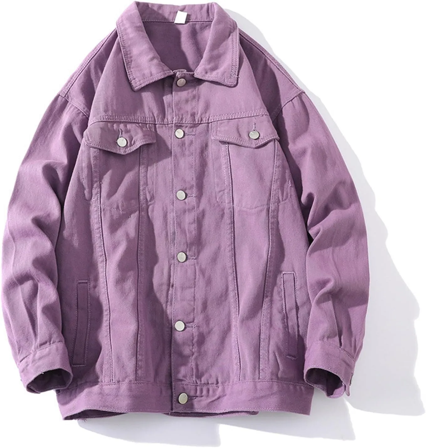 Mens Fashion Denim Jackets Casual Loose Fit Button Down Denim Trucker Jackets Long Sleeve Distressed Cowboys Jacket
