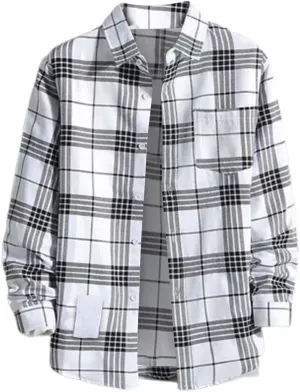 Mens Flannel Shirts Men Fashion Casual Fashionable Square Printing Lightweight Long Sleeve Flannel Shirt for Men