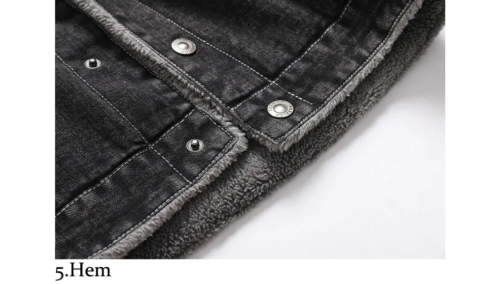 Men's Fleece Lined Thicken Denim Jean Trucker Jacket