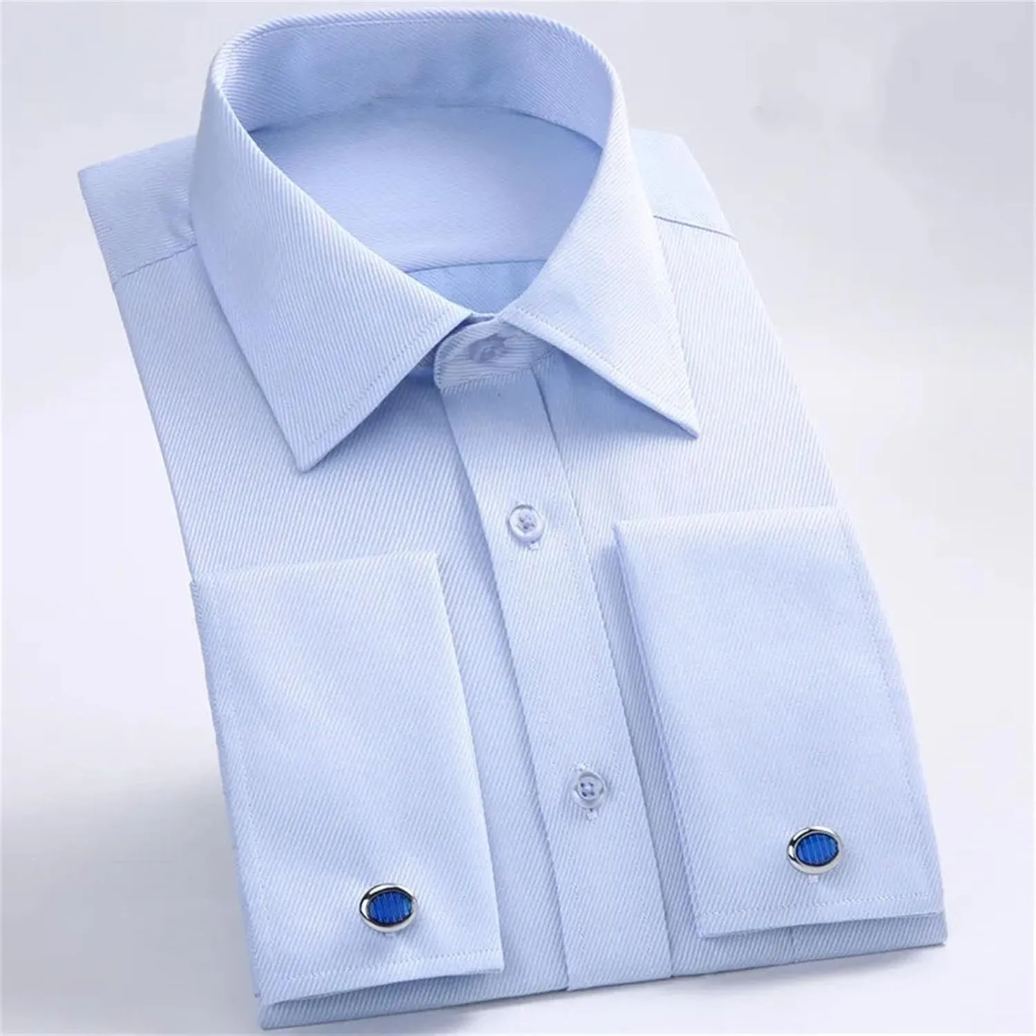 Men's French Cuff Dress Shirt Long Sleeve Formal Business Buttons Shirt Party Wedding Shirt