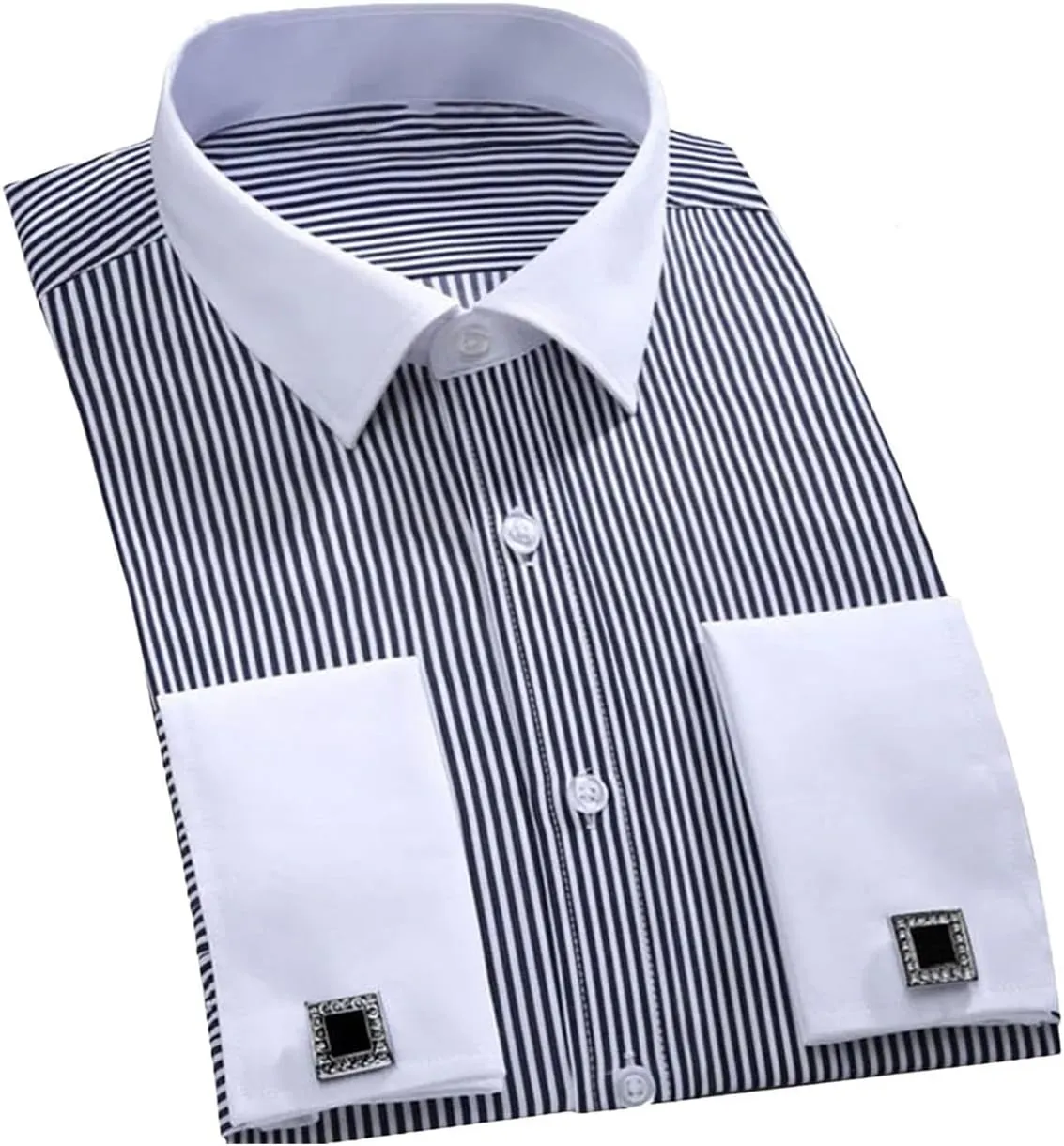 Men's French Cuff Dress Shirt Long Sleeve Formal Business Buttons Shirt Party Wedding Shirt