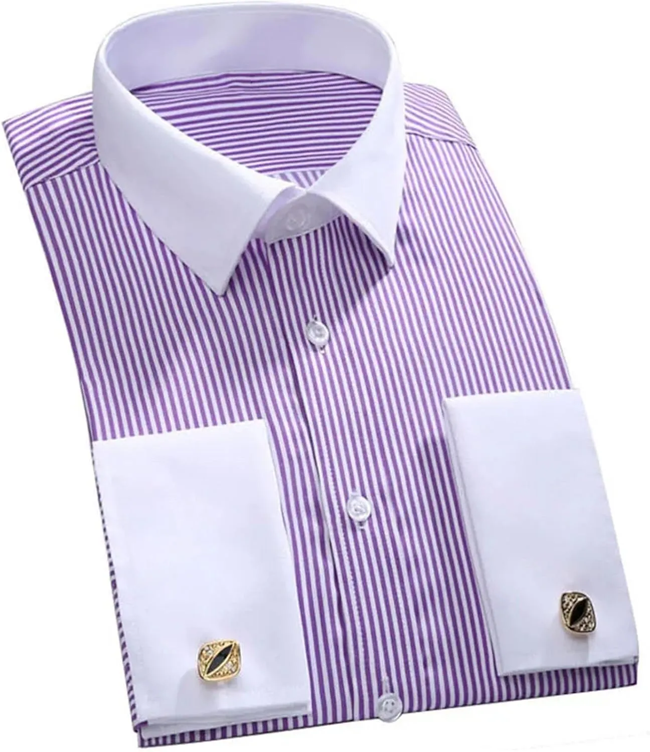Men's French Cuff Dress Shirt Long Sleeve Formal Business Buttons Shirt Party Wedding Shirt