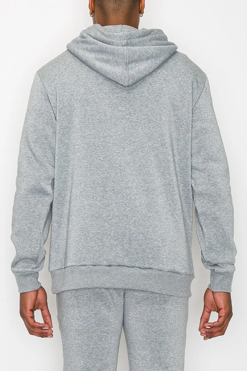 Men's Heather Grey Fleece Pullover Hooded Sweatshirt