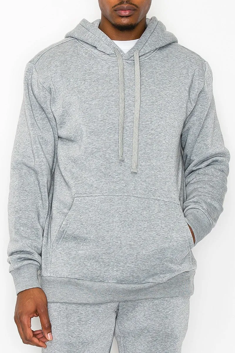 Men's Heather Grey Fleece Pullover Hooded Sweatshirt